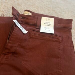 Madewell Burgundy Flared Wide-Leg Jeans New with tags